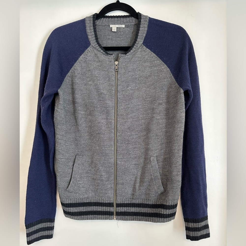 Halogen Wool Baseball Style Zip-Up Cardigan, Medium
